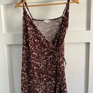 Eyeshadow Burgundy Floral Wrap Blouse